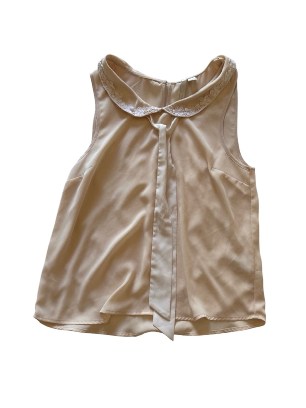 LC Lauren Conrad Pale Blush Sleeveless Tie-Neck Blouse